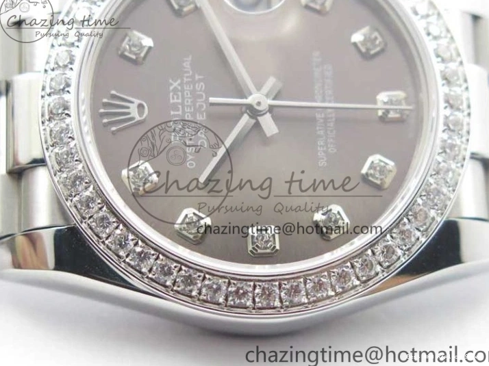 Good Copy Rolex Watches Markers Dial Best Gray Datejust Maker 3091 SS Crystals 31mm on Bracelet 278275 Flexible BP Bezel SS Crystal President Edition 0111